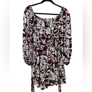 Floral Women's Romper-Purple and White